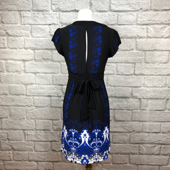 Speechless Black & Blue Tie Back Dress - Picture 3 of 3